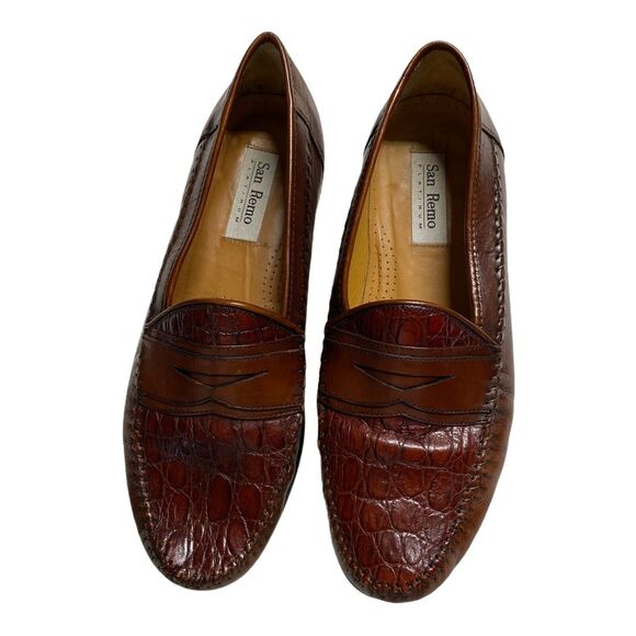 San Remo Platinum Men's Brown Leather Loafers Shoes sz 10 Made in Spain - Picture 1 of 9